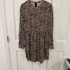 🐆 Zara Woman Leopard Print Long Sleeve Dress – Size S | With Pockets!‎ 🐆